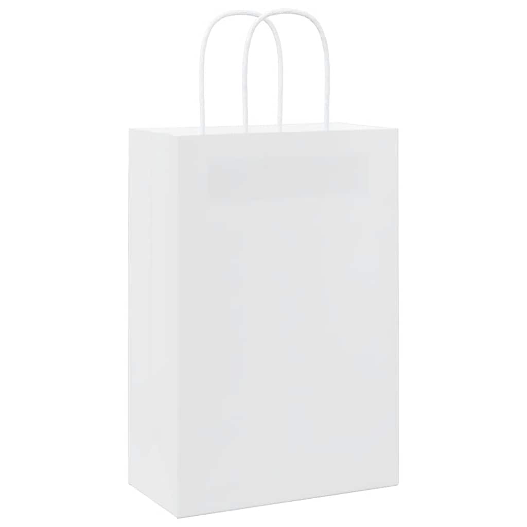Paper Bags 250 pcs with Handles White 21x11x31 cm