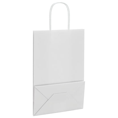 Paper Bags 250 pcs with Handles White 21x11x31 cm