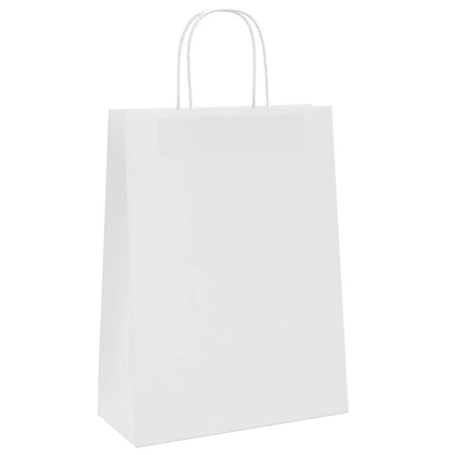 Paper Bags 250 pcs with Handles White 26x12x35 cm