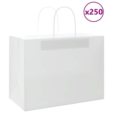 Paper Bags 250 pcs with Handles White 32x17x25 cm