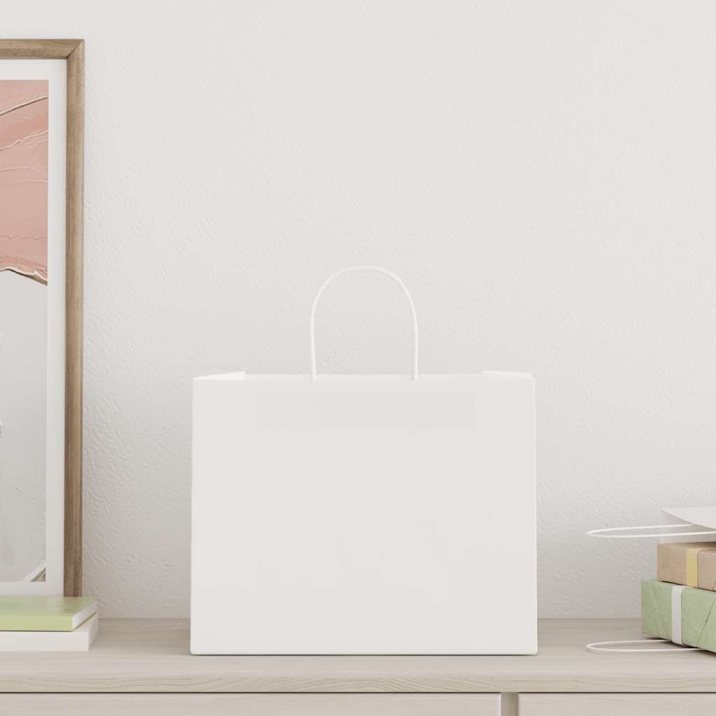 Paper Bags 250 pcs with Handles White 32x22x24 cm