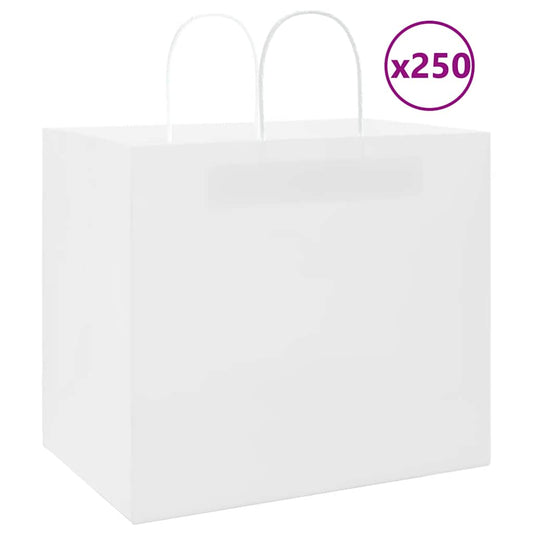 Paper Bags 250 pcs with Handles White 32x22x28 cm