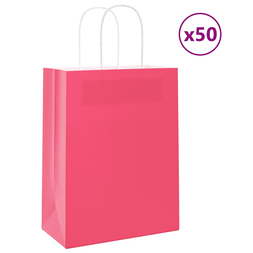 Paper Bags 50 pcs with Handles Pink 21x11x28 cm