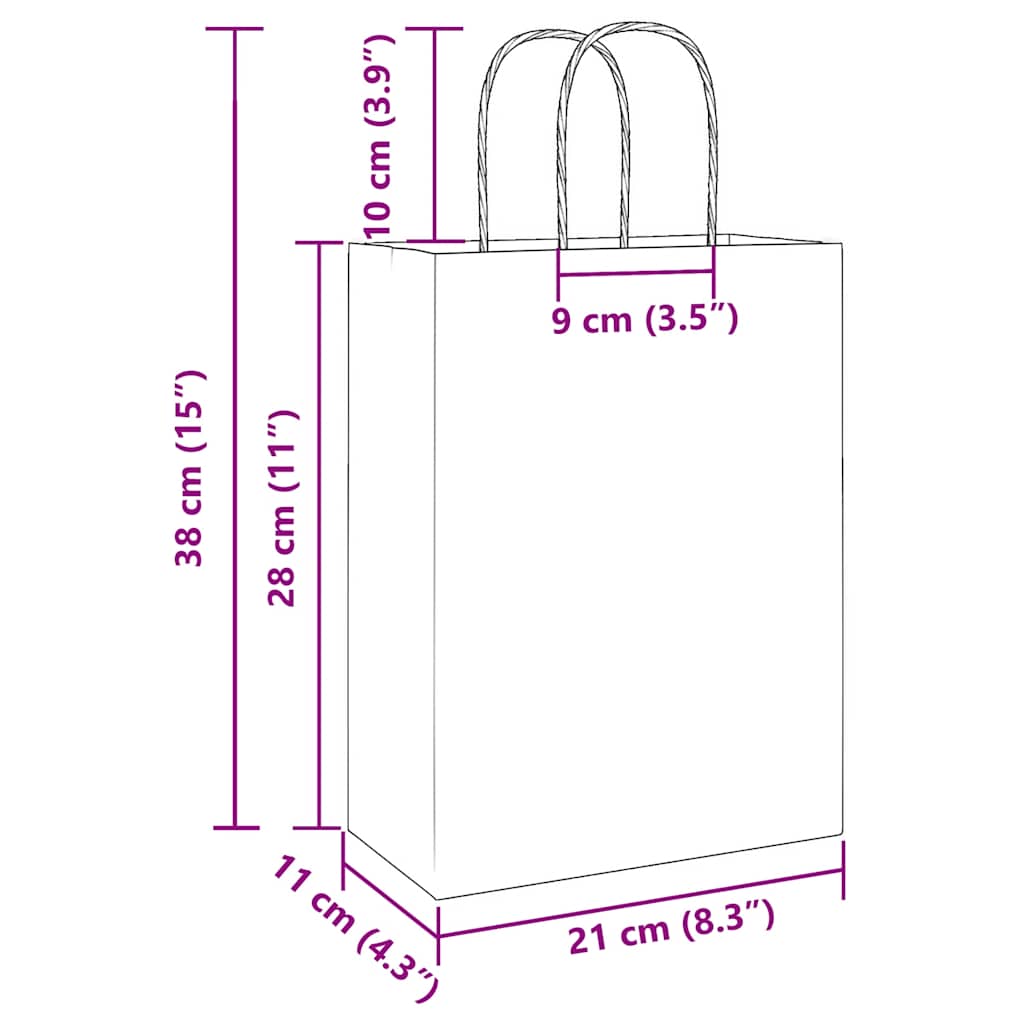 Paper Bags 50 pcs with Handles Pink 21x11x28 cm