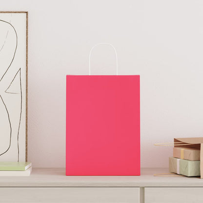 Paper Bags 50 pcs with Handles Pink 26x12x35 cm