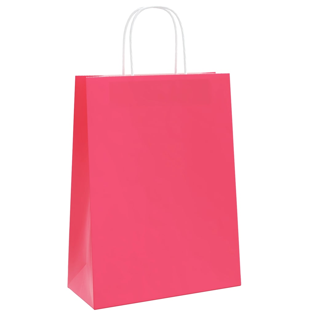 Paper Bags 50 pcs with Handles Pink 26x12x35 cm