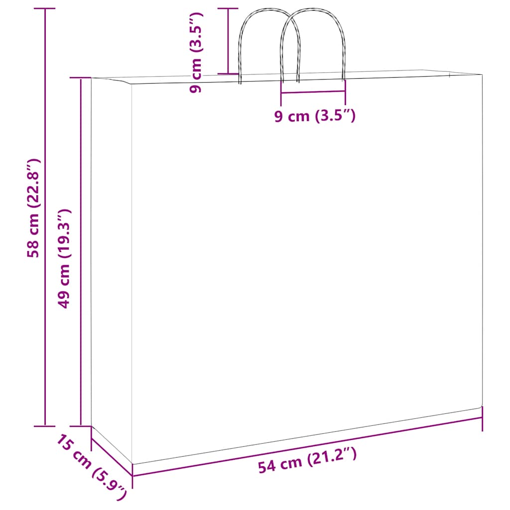 Paper Bags 50 pcs with Handles Pink 54x15x49 cm