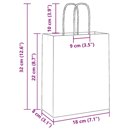 Paper Bags 250 pcs with Handles Pink 18x8x22 cm