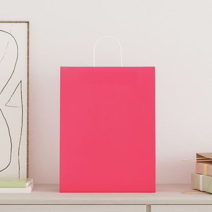 Paper Bags 250 pcs with Handles Pink 32x12x42 cm