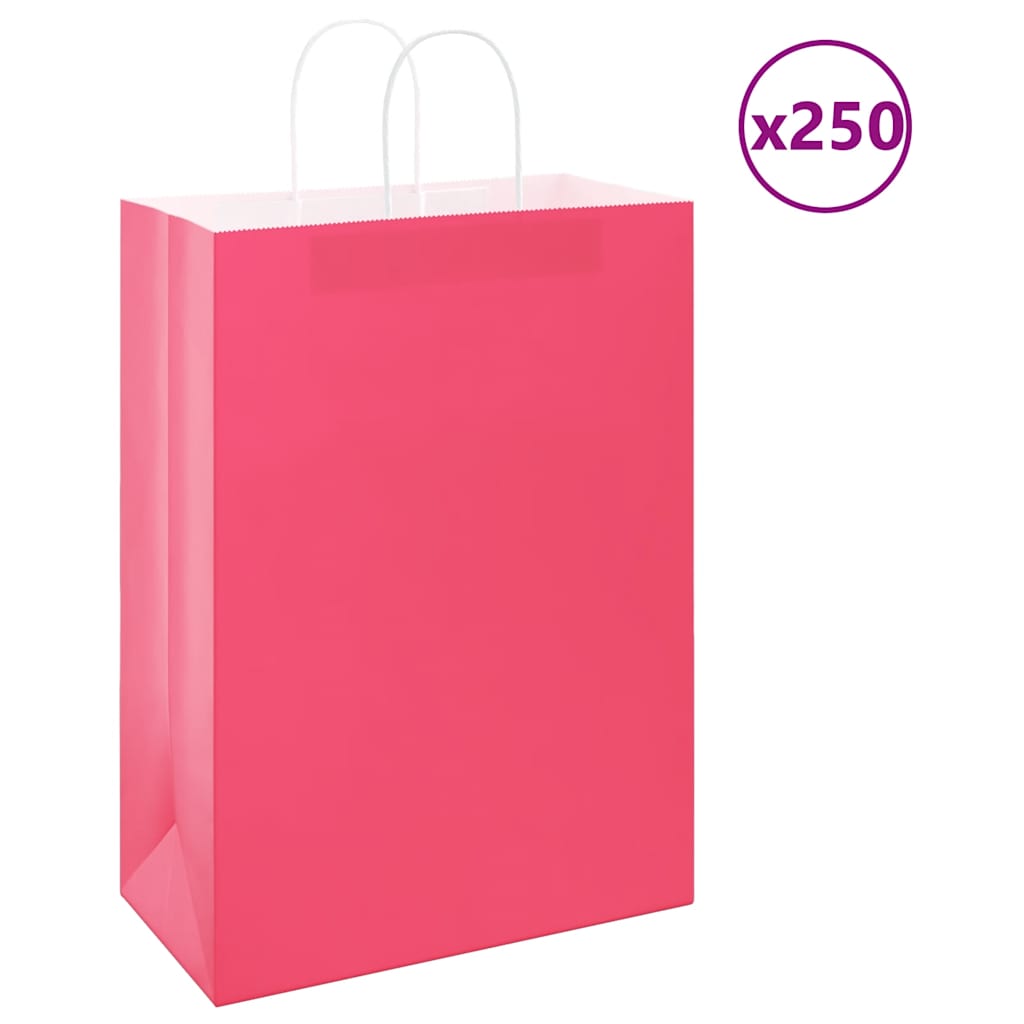 Paper Bags 250 pcs with Handles Pink 32x17x44 cm