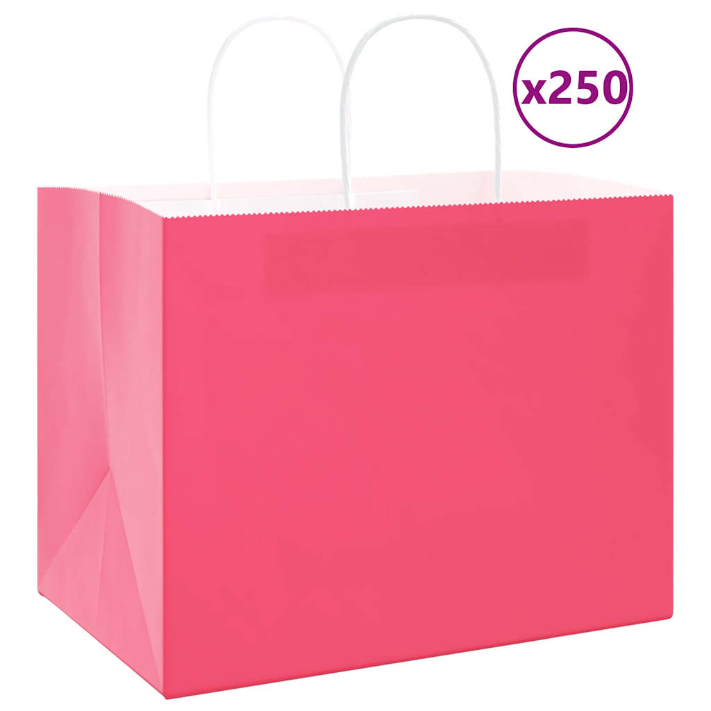 Paper Bags 250 pcs with Handles Pink 32x22x24 cm