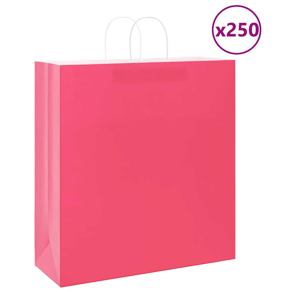 Paper Bags 250 pcs with Handles Pink 45x17x48 cm