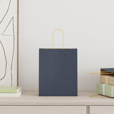 Paper Bags 250 pcs with Handles Blue 18x8x22 cm