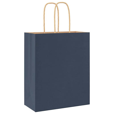 Paper Bags 250 pcs with Handles Blue 18x8x22 cm