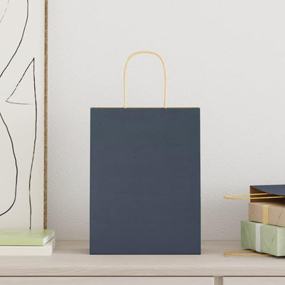 Paper Bags 250 pcs with Handles Blue 21x11x28 cm