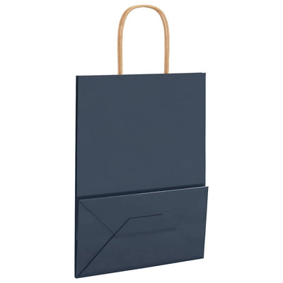 Paper Bags 250 pcs with Handles Blue 21x11x28 cm
