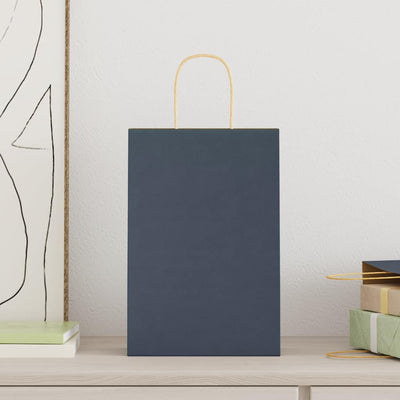 Paper Bags 250 pcs with Handles Blue 21x11x31 cm