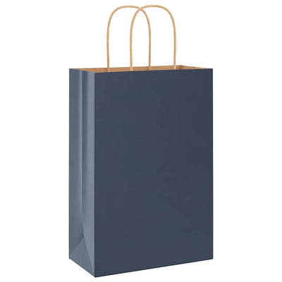 Paper Bags 250 pcs with Handles Blue 21x11x31 cm