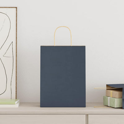 Paper Bags 250 pcs with Handles Blue 26x12x35 cm