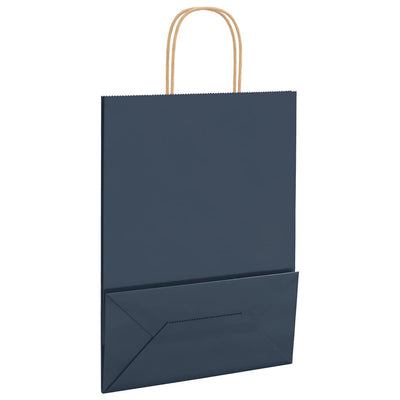 Paper Bags 250 pcs with Handles Blue 26x12x35 cm