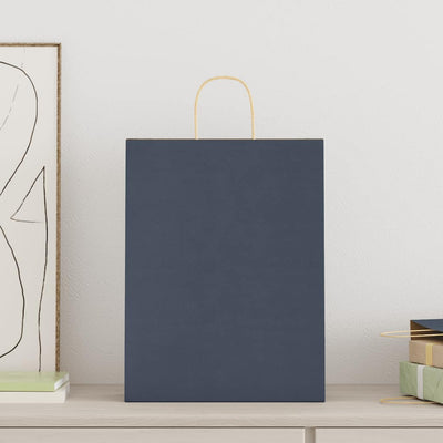 Paper Bags 250 pcs with Handles Blue 32x12x42 cm