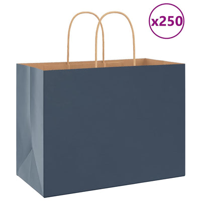 Paper Bags 250 pcs with Handles Blue 32x17x25 cm