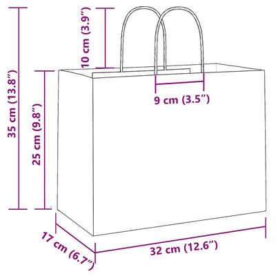 Paper Bags 250 pcs with Handles Blue 32x17x25 cm