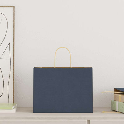 Paper Bags 250 pcs with Handles Blue 32x17x25 cm
