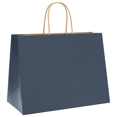 Paper Bags 250 pcs with Handles Blue 32x17x25 cm