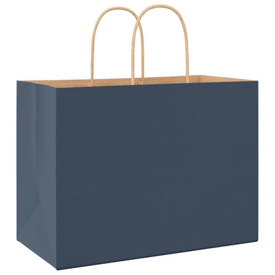 Paper Bags 250 pcs with Handles Blue 32x17x25 cm