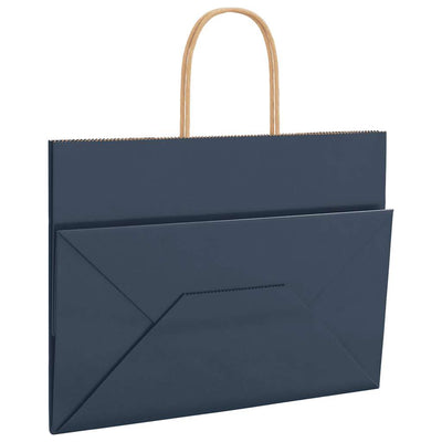 Paper Bags 250 pcs with Handles Blue 32x17x25 cm