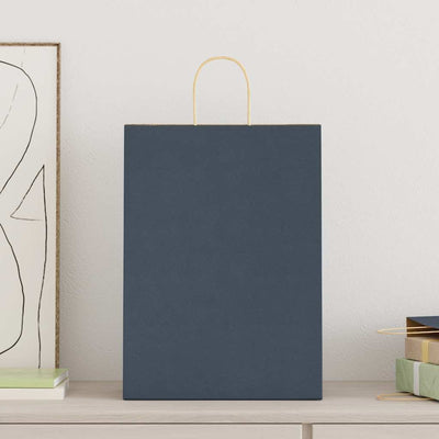 Paper Bags 250 pcs with Handles Blue 32x17x44 cm