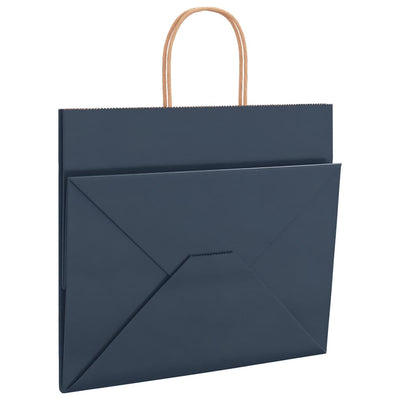 Paper Bags 250 pcs with Handles Blue 32x22x28 cm