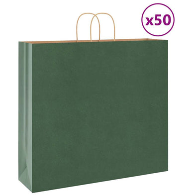 Paper Bags 50 pcs with Handles Green 54x15x49 cm