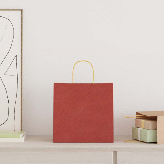 Paper Bags 250 pcs with Handles Red 26x17x25 cm
