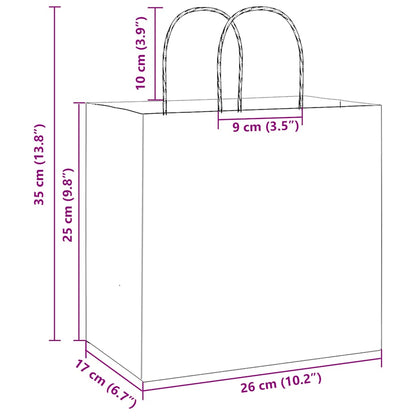 Paper Bags 250 pcs with Handles Red 26x17x25 cm