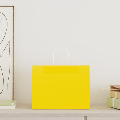 Paper Bags 50 pcs with Handles Yellow 32x17x25 cm