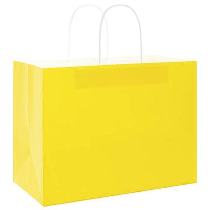 Paper Bags 50 pcs with Handles Yellow 32x17x25 cm