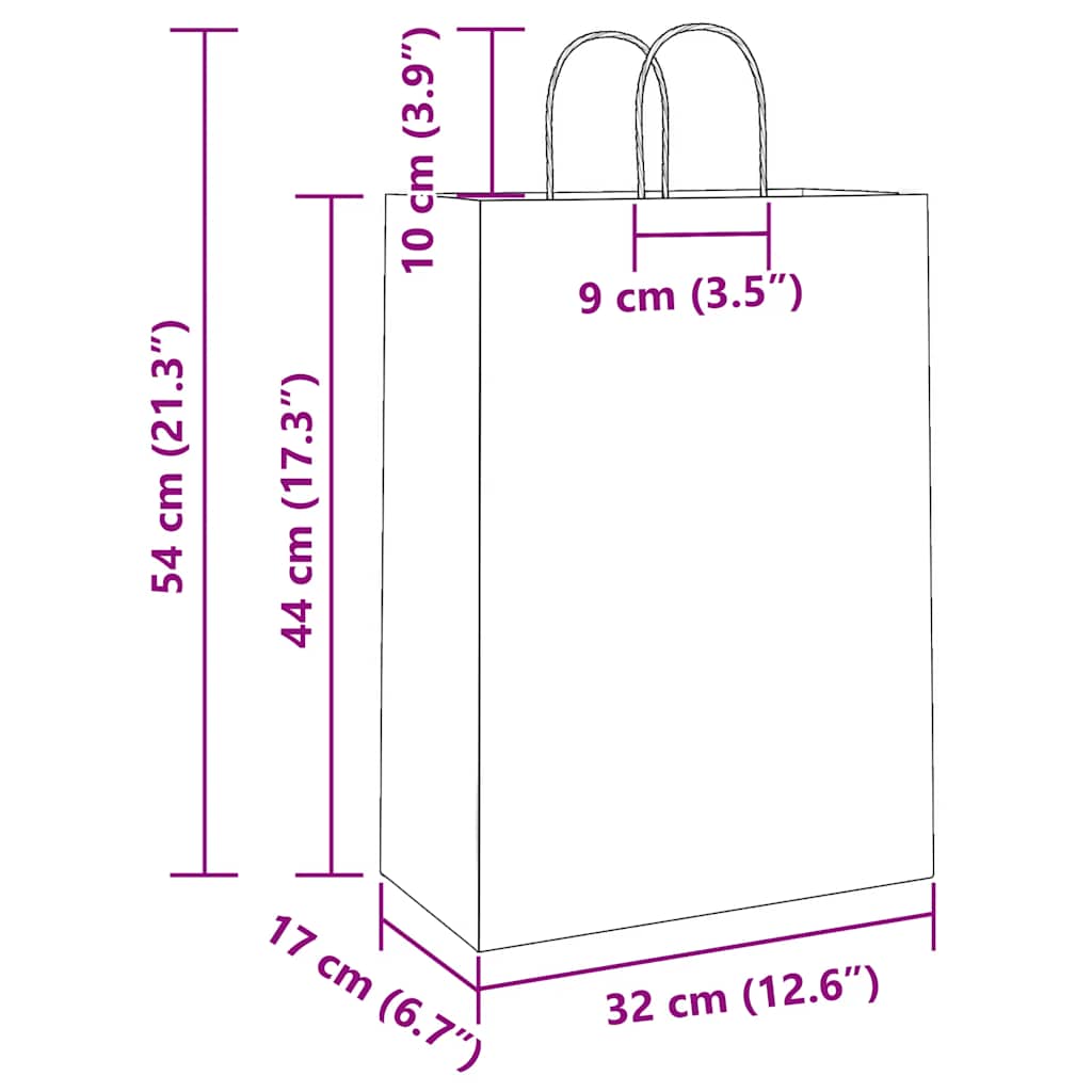 Paper Bags 50 pcs with Handles Yellow 32x17x44 cm