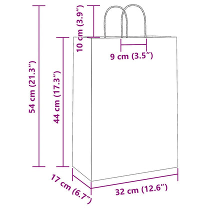 Paper Bags 50 pcs with Handles Yellow 32x17x44 cm