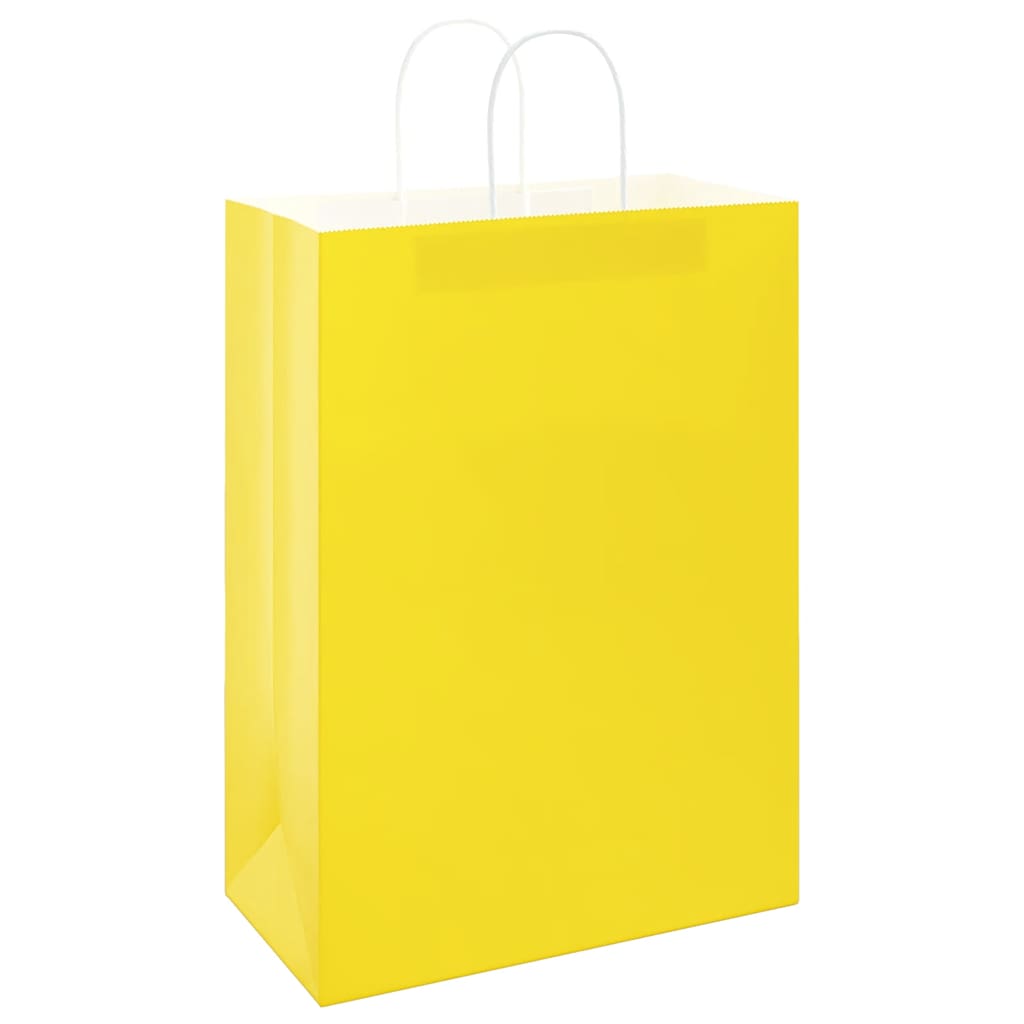 Paper Bags 50 pcs with Handles Yellow 32x17x44 cm