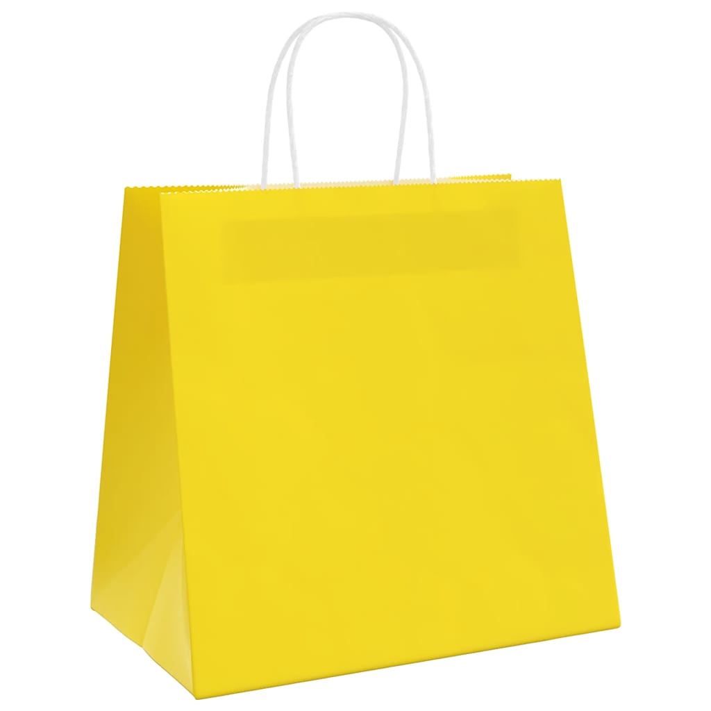 Paper Bags 250 pcs with Handles Yellow 26x17x25 cm