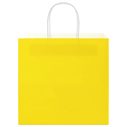 Paper Bags 250 pcs with Handles Yellow 26x17x25 cm