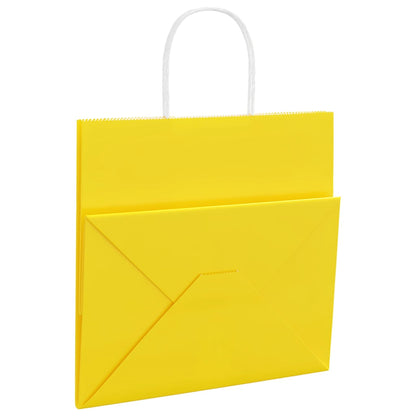 Paper Bags 250 pcs with Handles Yellow 26x17x25 cm