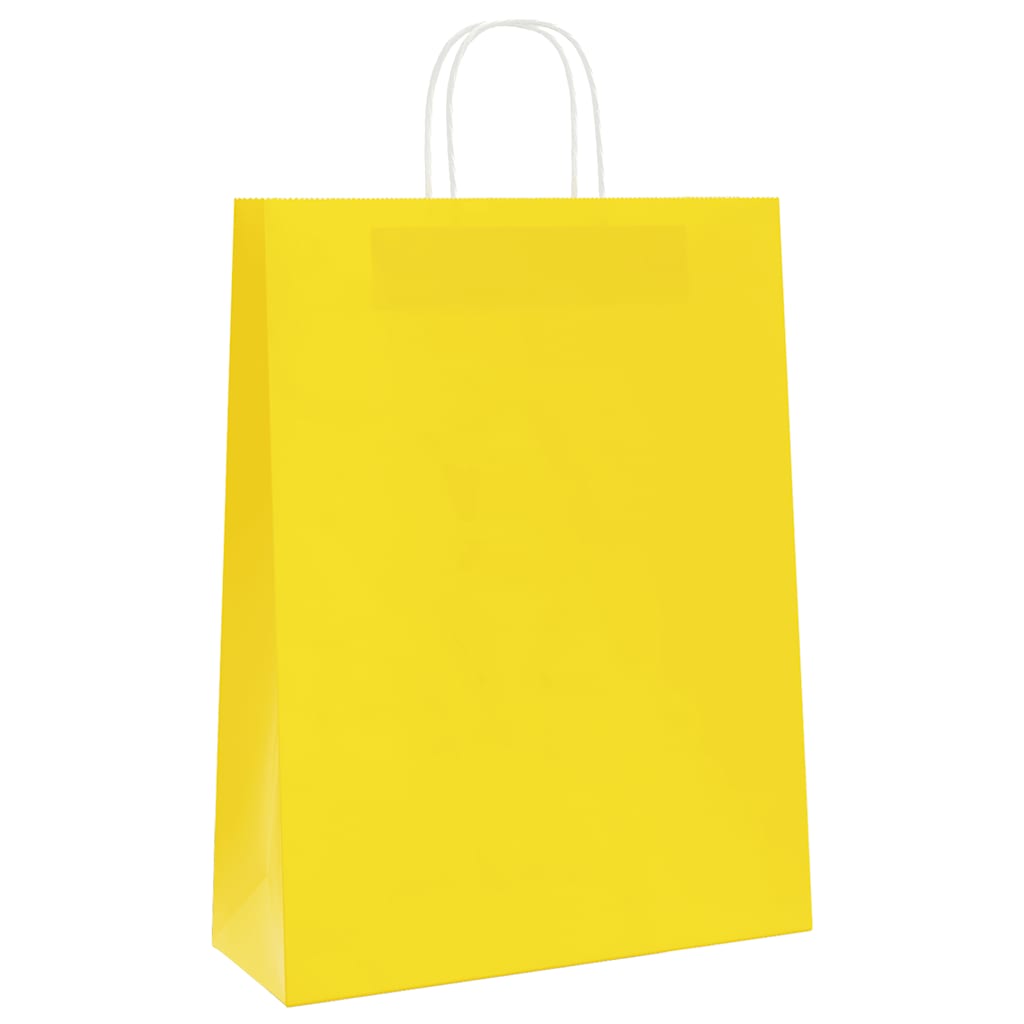 Paper Bags 250 pcs with Handles Yellow 32x12x42 cm