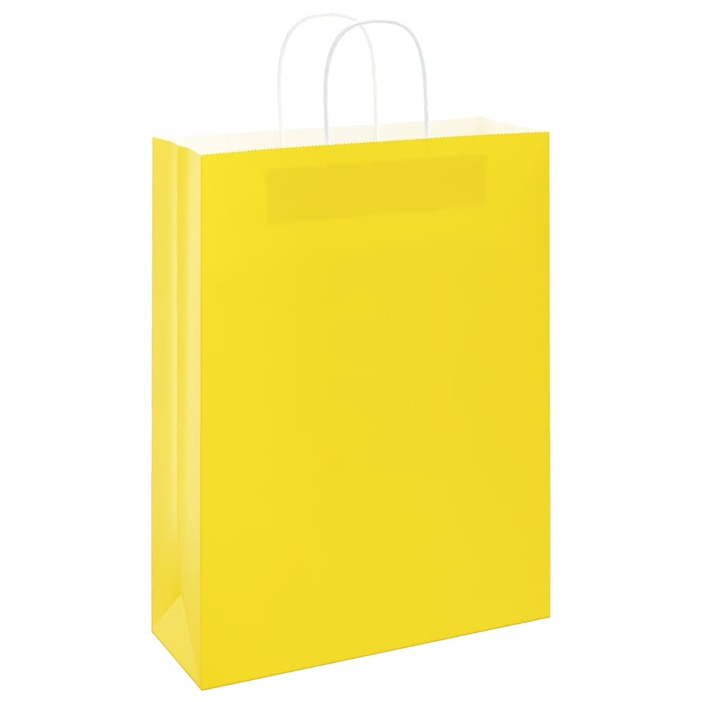 Paper Bags 250 pcs with Handles Yellow 32x12x42 cm