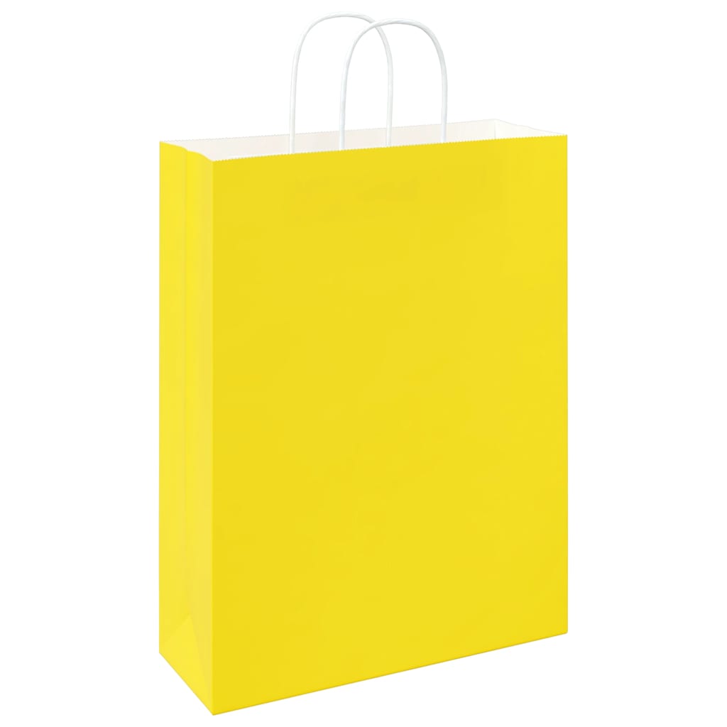 Paper Bags 250 pcs with Handles Yellow 32x12x42 cm