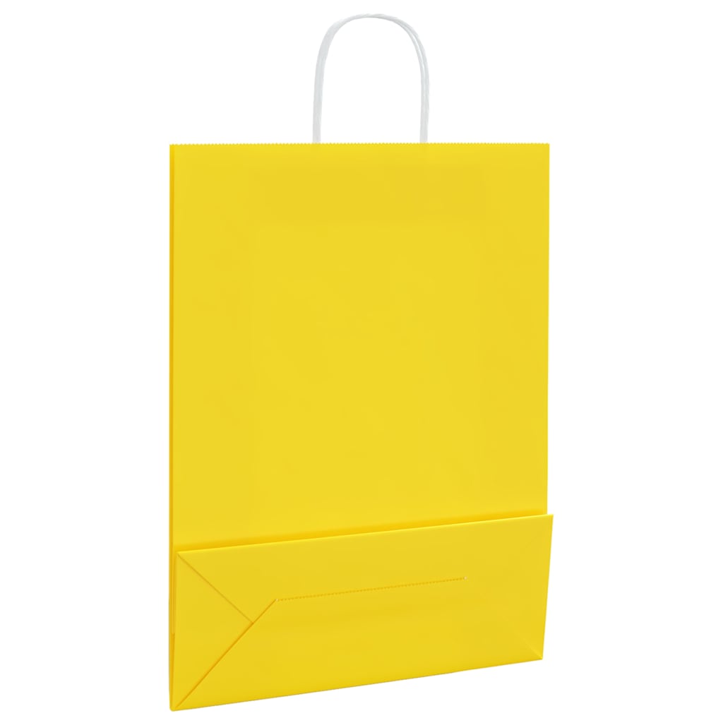 Paper Bags 250 pcs with Handles Yellow 32x12x42 cm