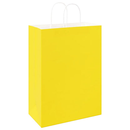 Paper Bags 250 pcs with Handles Yellow 32x17x44 cm
