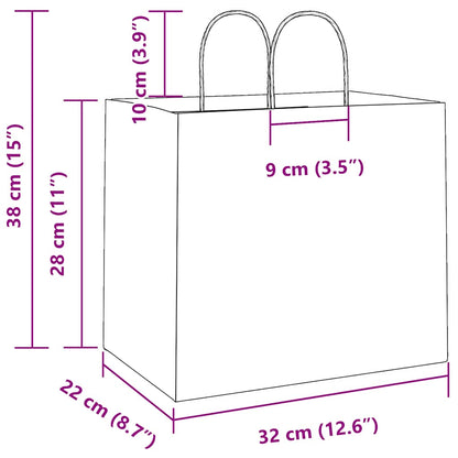 Paper Bags 250 pcs with Handles Yellow 32x22x28 cm